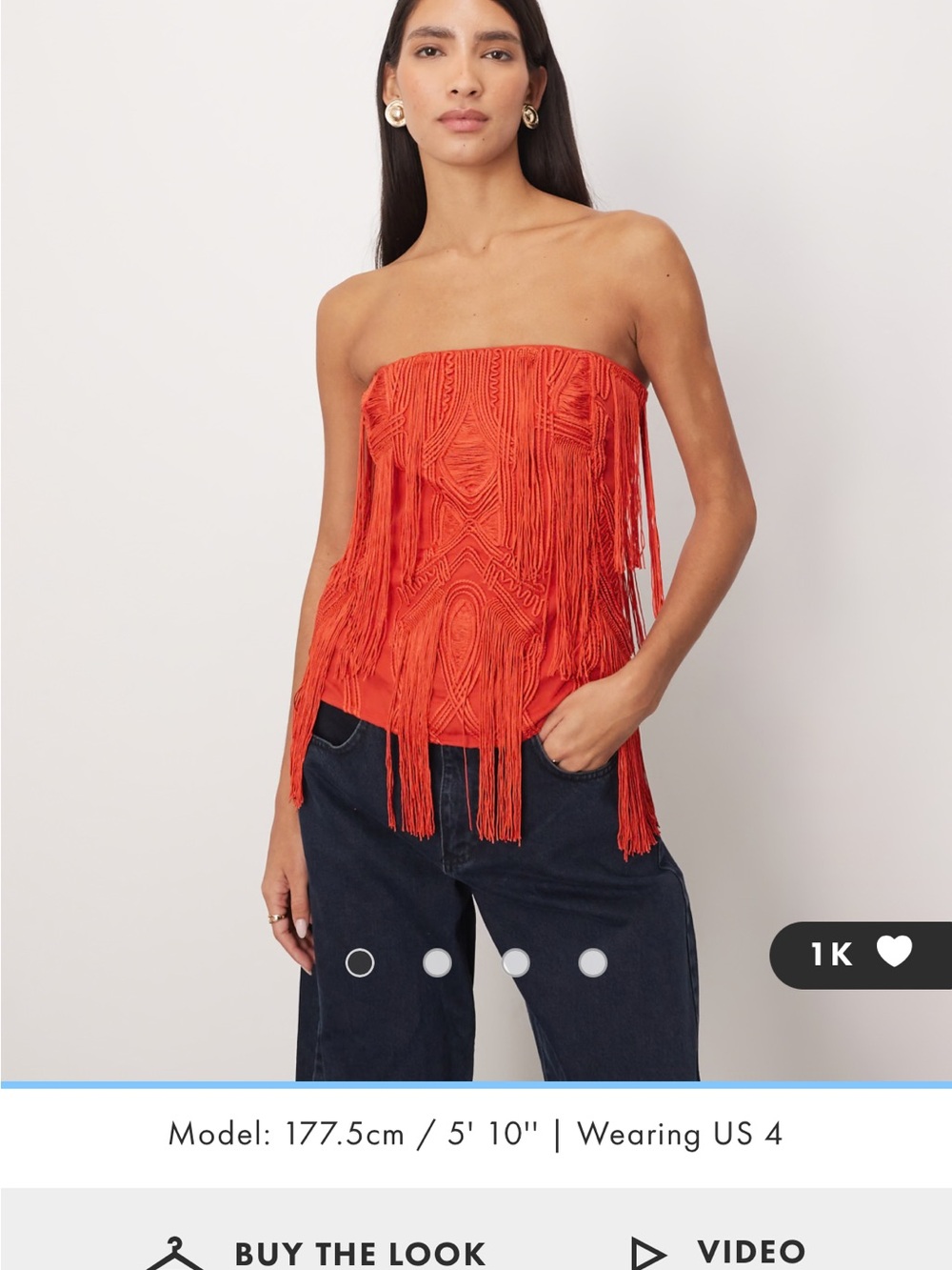 ASOS ARRANGE embroidered cornelli fringe bandeau top in red
